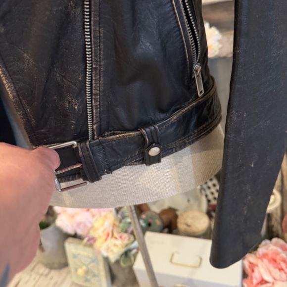 Real Leather ZARA BLACK MOTORCYCLE JACKET DISTRESSED Buttery Soft Leather | M - Picture 9 of 13